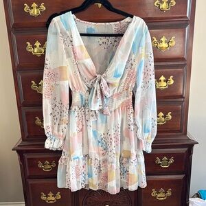 Colorful Patterned Long Sleeve Dress